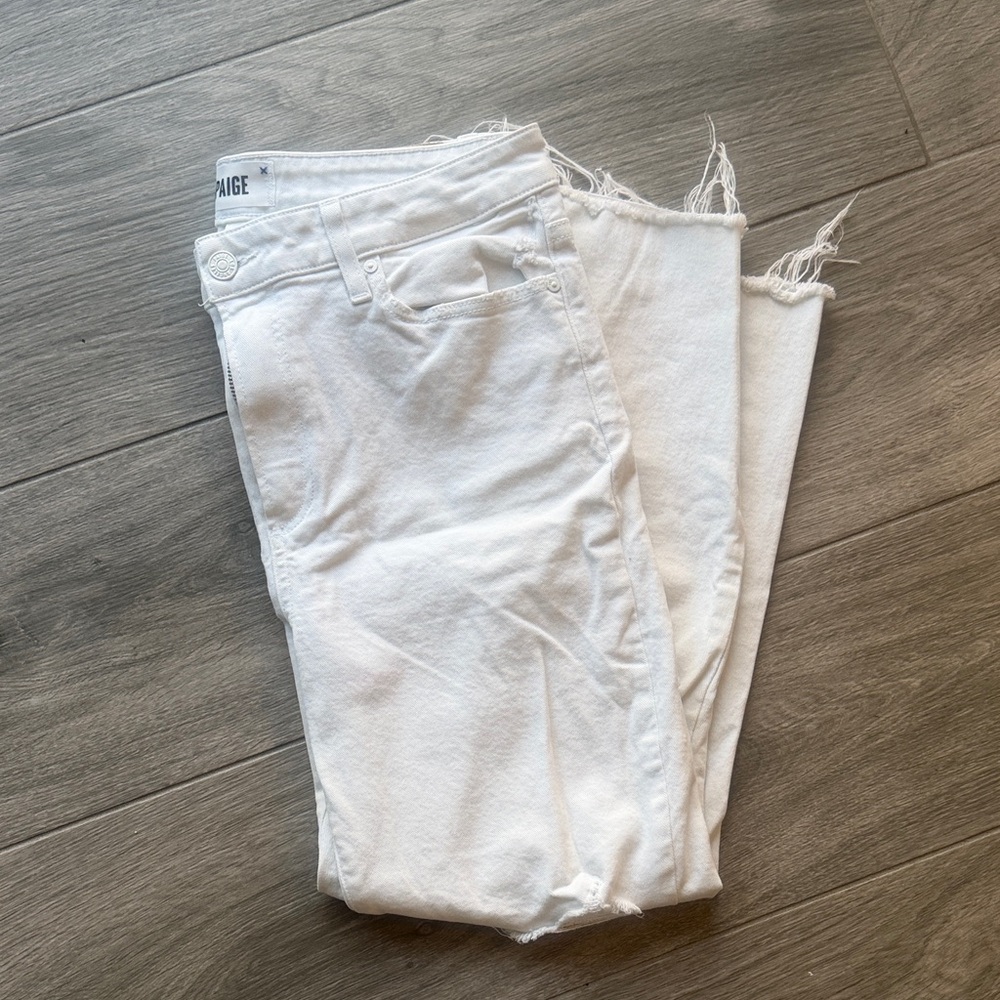 PAIGE Women's Cropped White Jeans